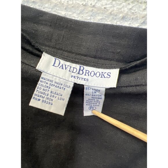 David Brooks Petites Vintage Black Linen Floral Embroidered Skirt Set Dress - Picture 11 of 11